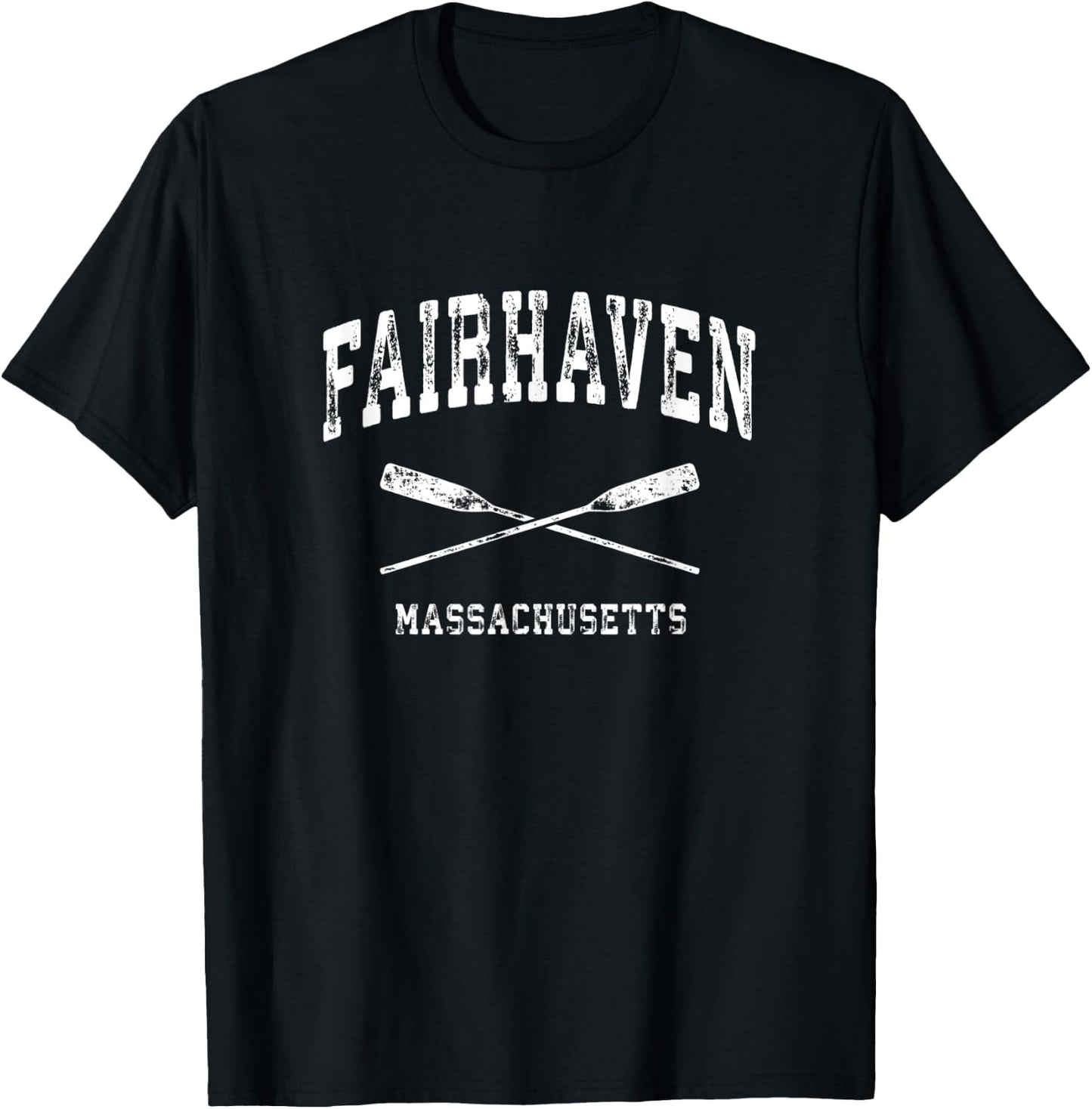 Fairhaven Massachusetts Vintage Nautical Crossed Oars T-Shirt - T-Shirt | Black