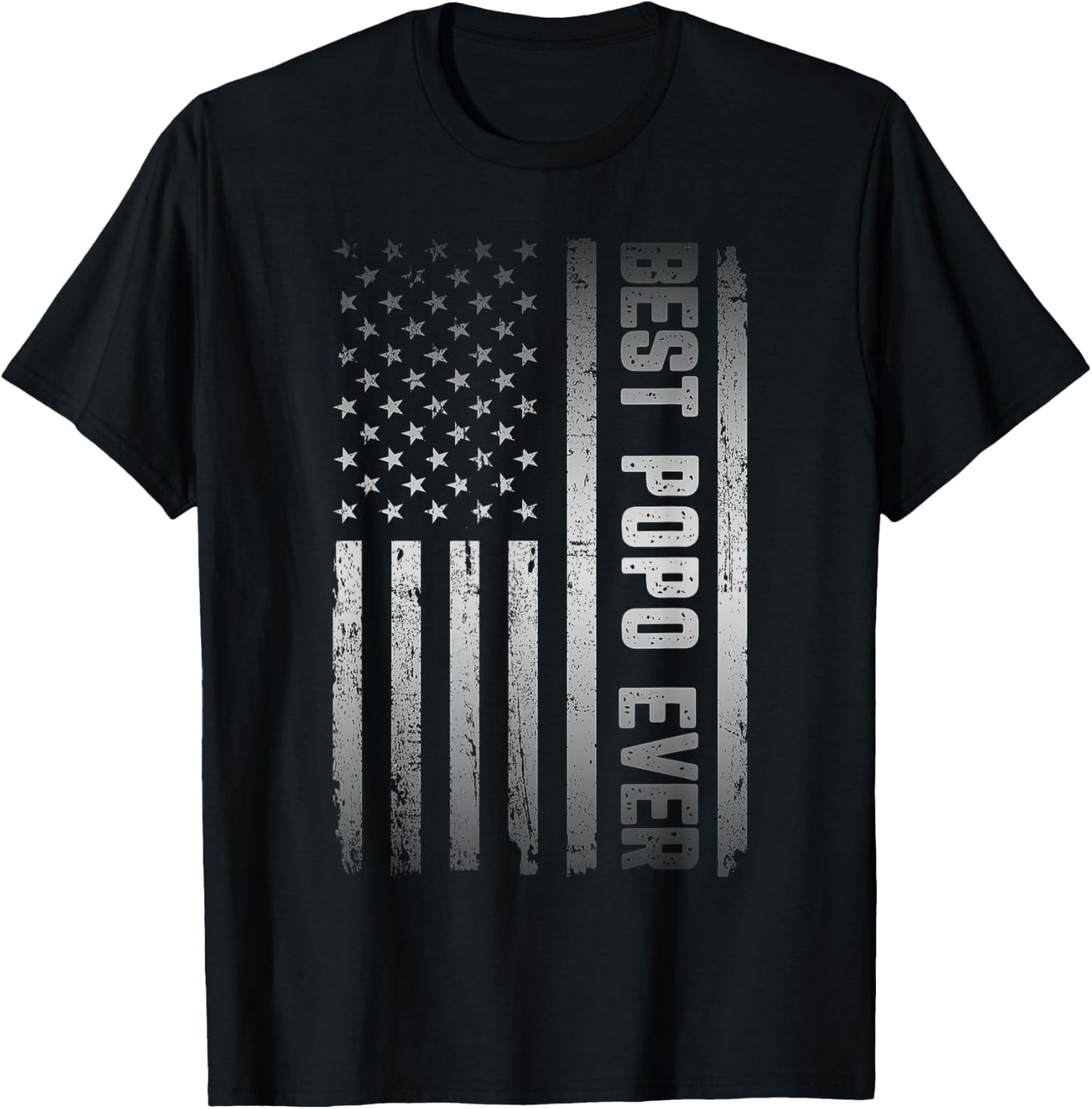 Best POPO Ever American US Flag Father's Day T-Shirt - T-Shirt | Black
