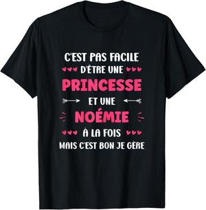 Princess Super Noémie Girl Humour Name Noémie , Black, Female X-Small T-Shirt - T-Shirt | Black