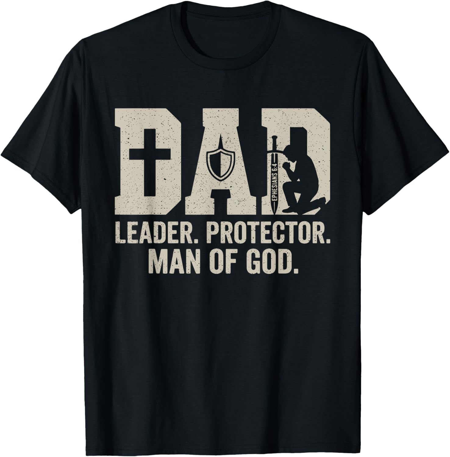 Man of God Husband Dad Christian Dad Fathers Day Birthday T-Shirt - T-Shirt | Black