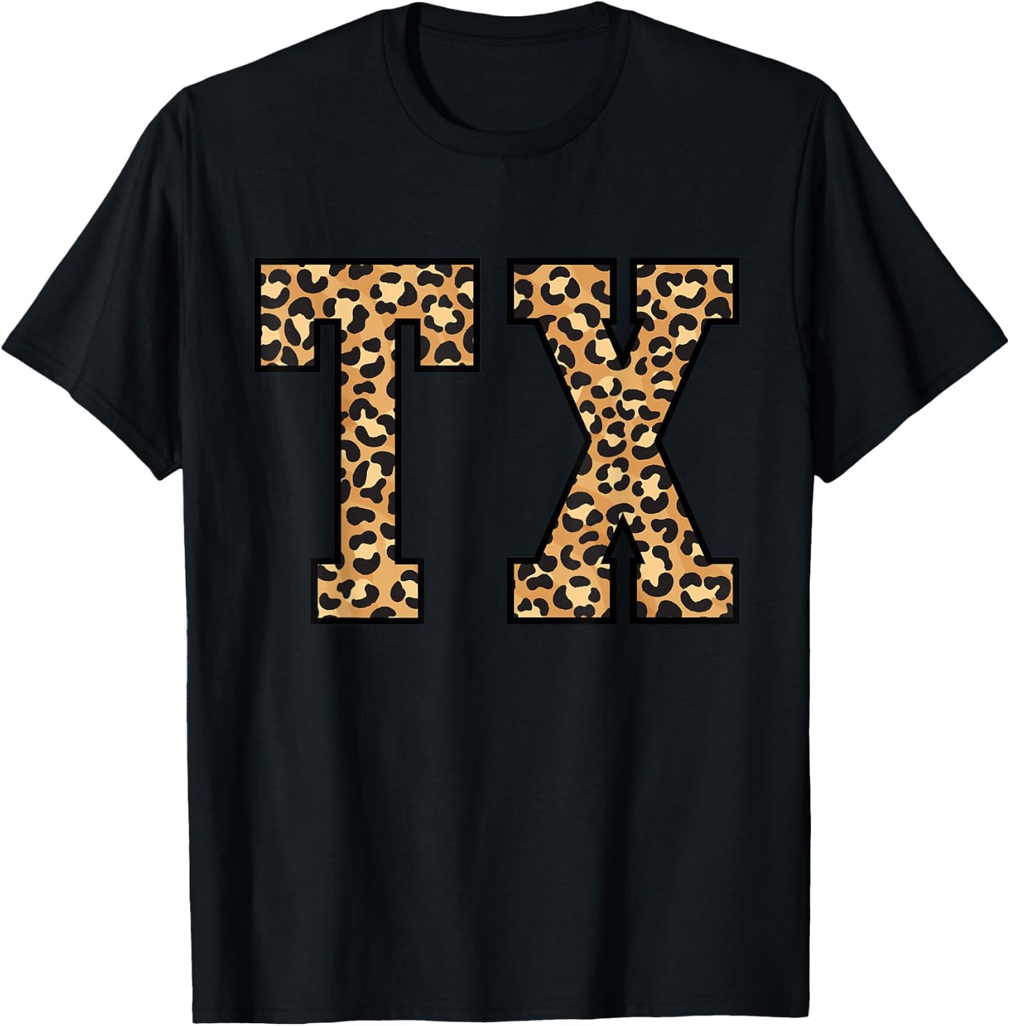 TX Leopard Pattern Texas T-Shirt - T-Shirt | Black