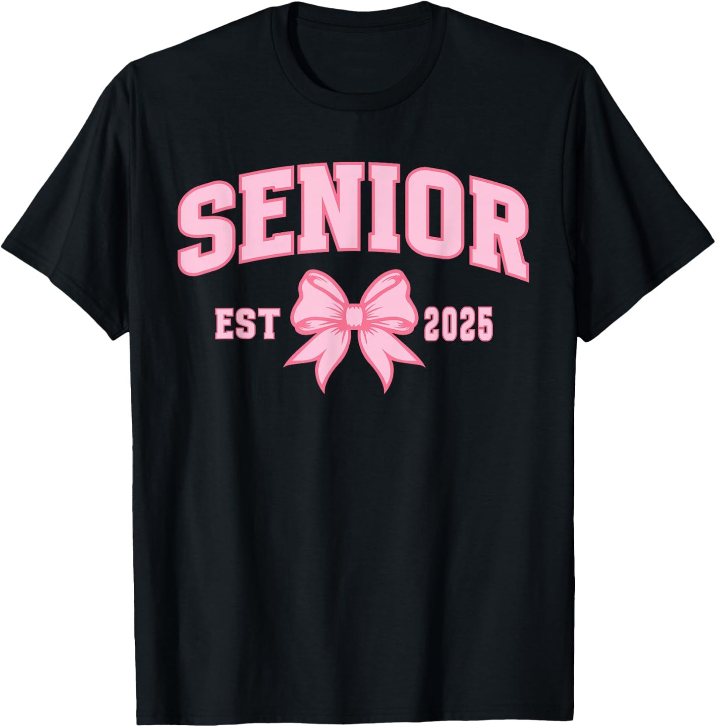 Senior 2025 Coquette Bow High School Graduate Class of 2025 T-Shirt - T-Shirt | Black