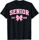 Senior 2025 Coquette Bow High School Graduate Class of 2025 T-Shirt - T-Shirt | Black