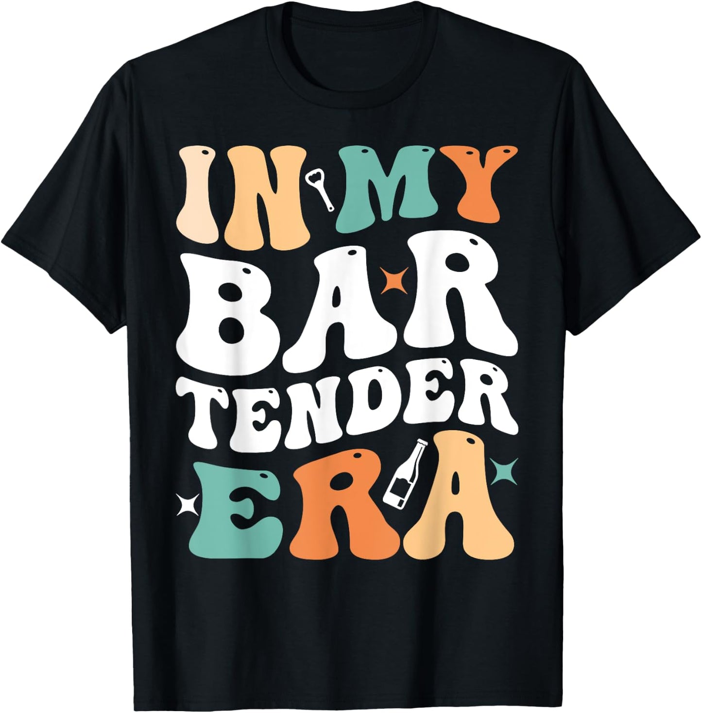 In My Bartender Era Funny Groovy Retro Bartender T-Shirt - T-Shirt | Black