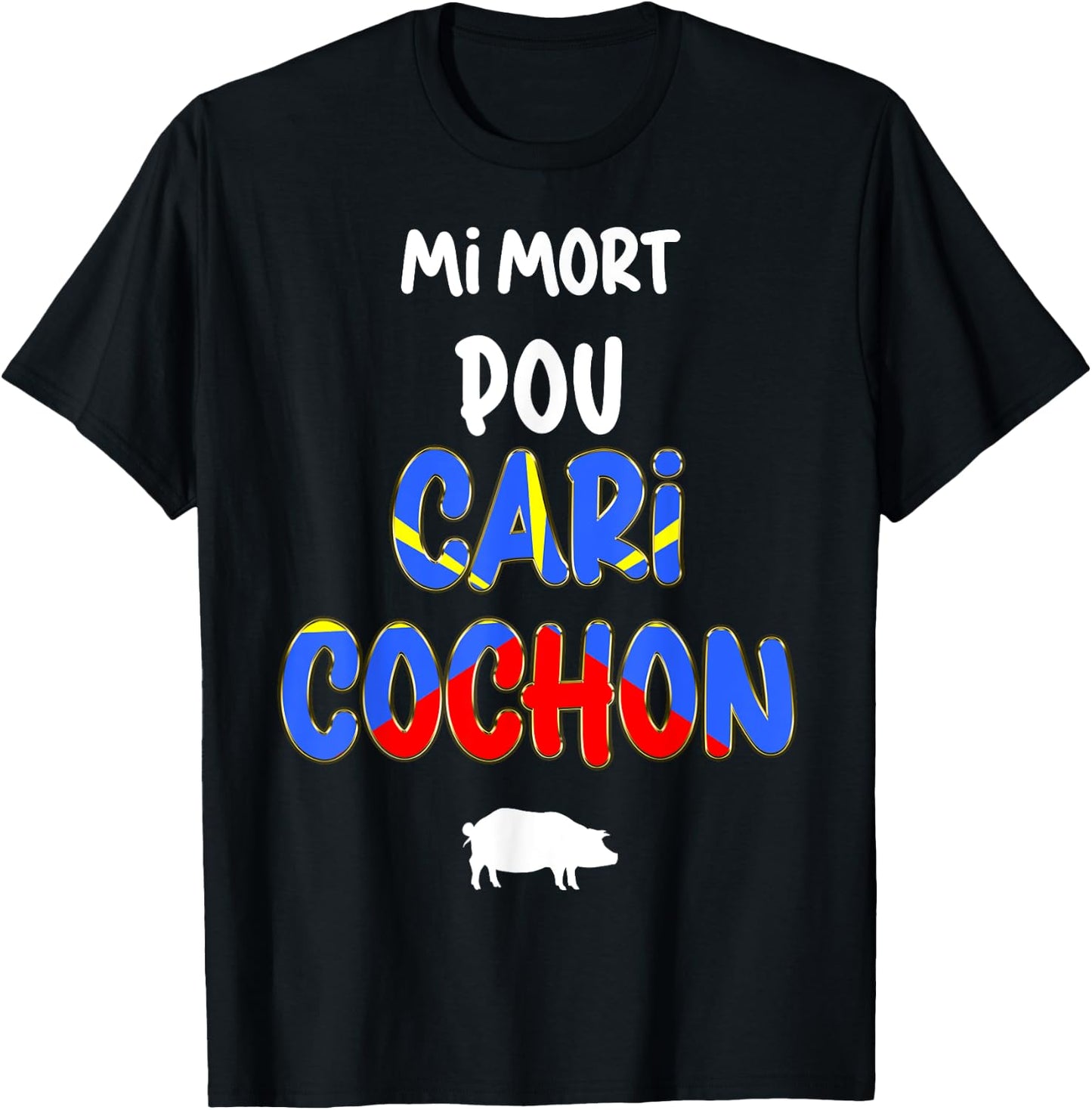 Flag Reunion Island Kitchen Tradition Creole Curry Pig T-Shirt - T-Shirt | Black
