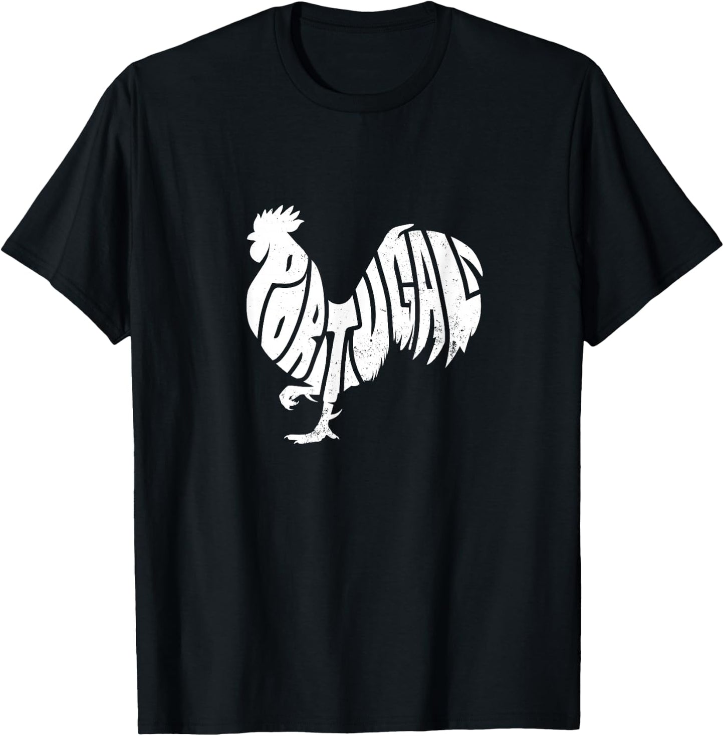 Family Heritage Gifts Portugal Rooster Word Art - Funny Animal T-Shirt - T-Shirt | Black
