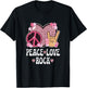 Peace Love Rock And Roll Cheetah Print Women Rock Outfit T-Shirt - T-Shirt | Black