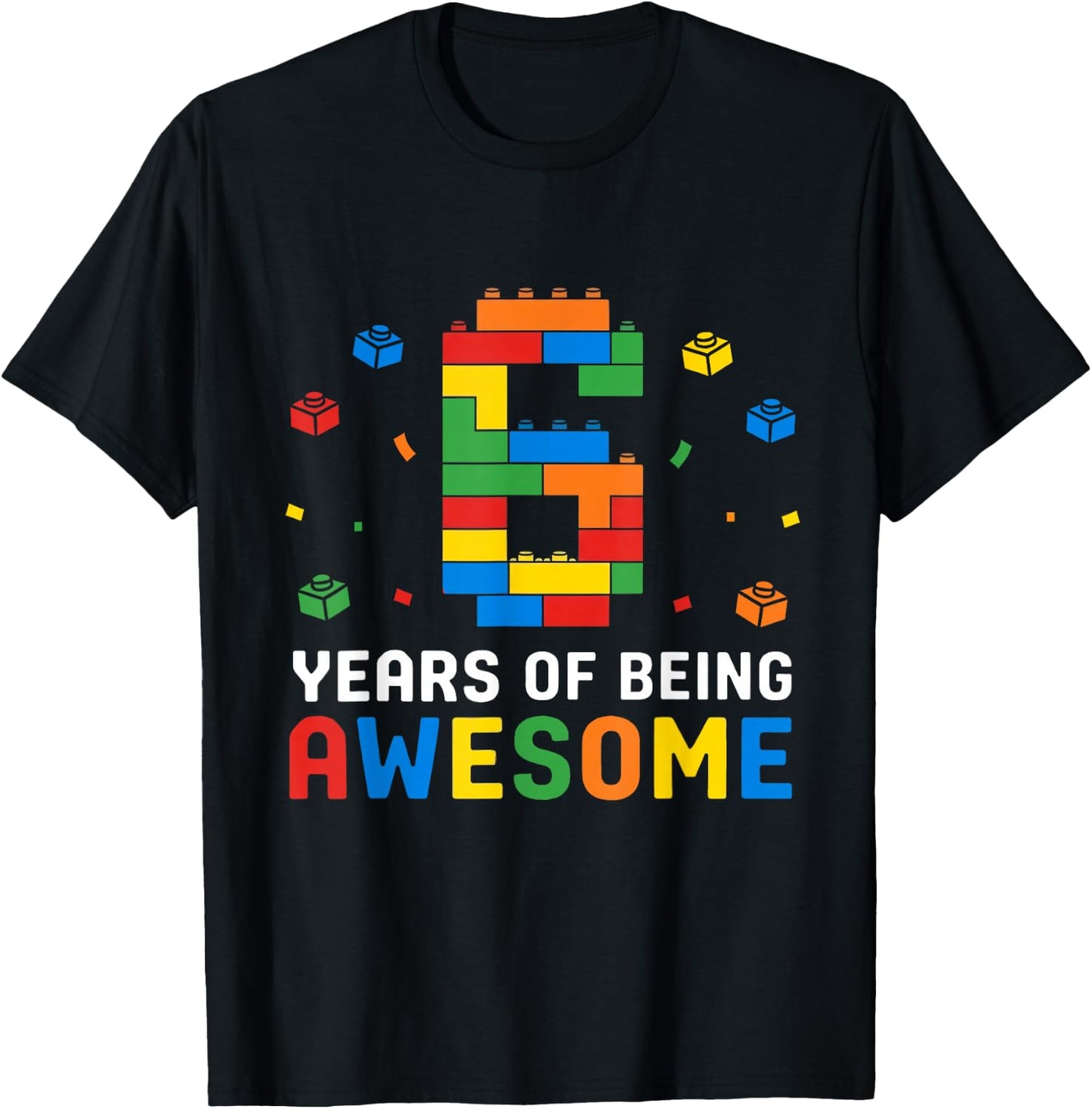6 Year Old Master Builder Building Blocks 6th Birthday Boy T-Shirt - T-Shirt | Black