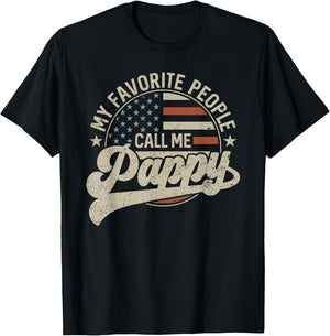 My Favorite People Call Me Pappy Us Flag Father's Day T-Shirt - T-Shirt | Black