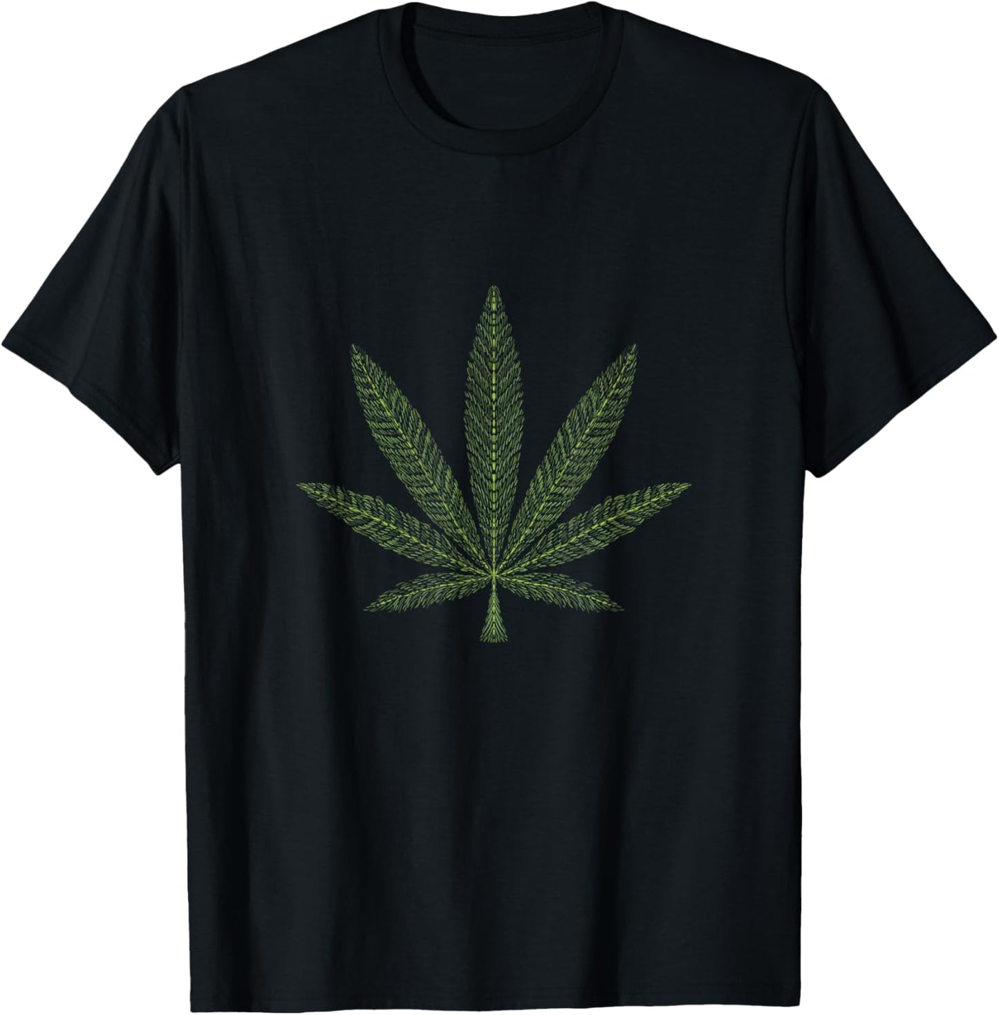 Hemp Leaf Hemp Hooded , Black, S T-Shirt - T-Shirt | Black