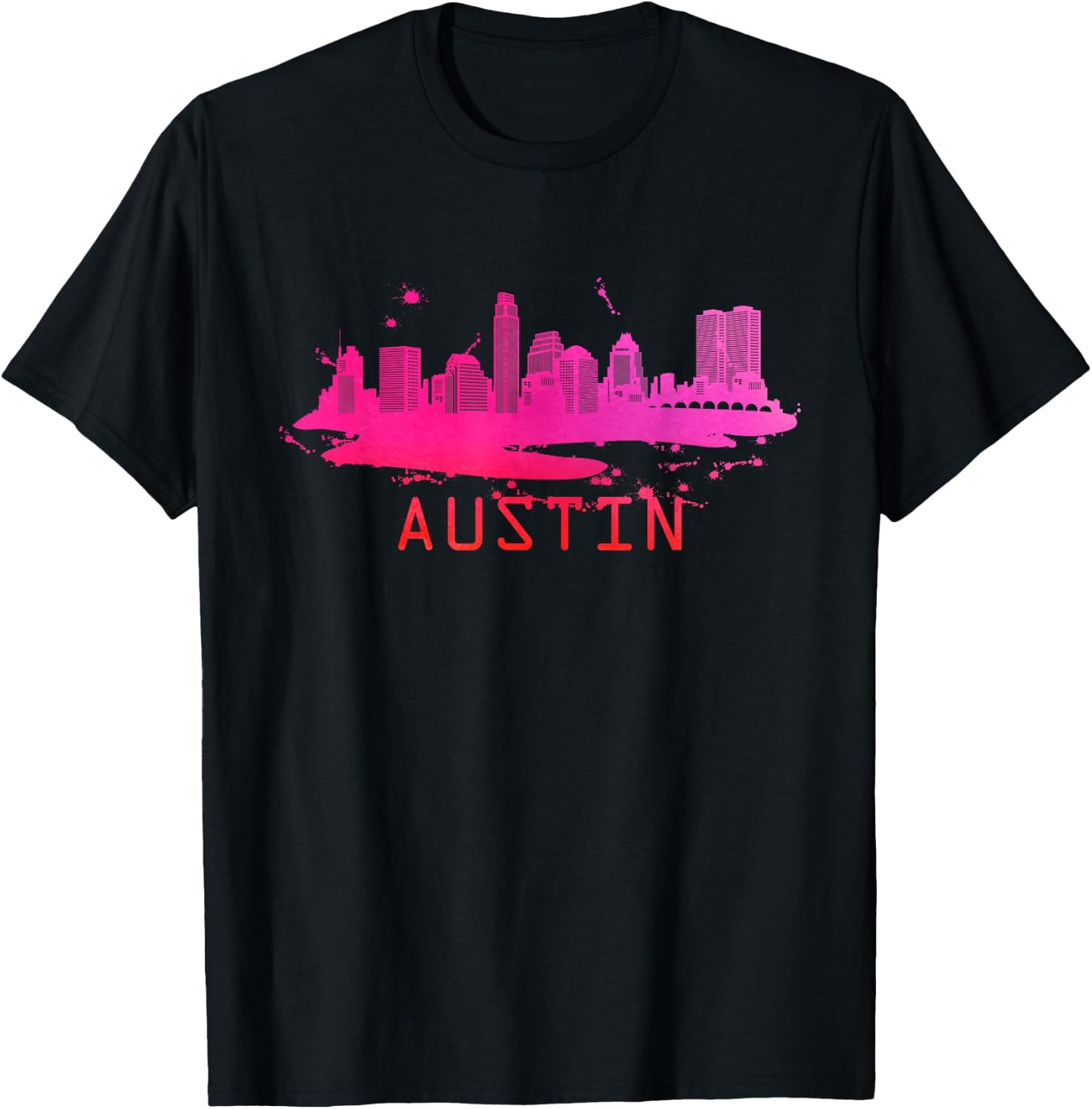 Modern Austin Cityscape Souvenir - Austin Texas Skyline T-Shirt - T-Shirt | Black