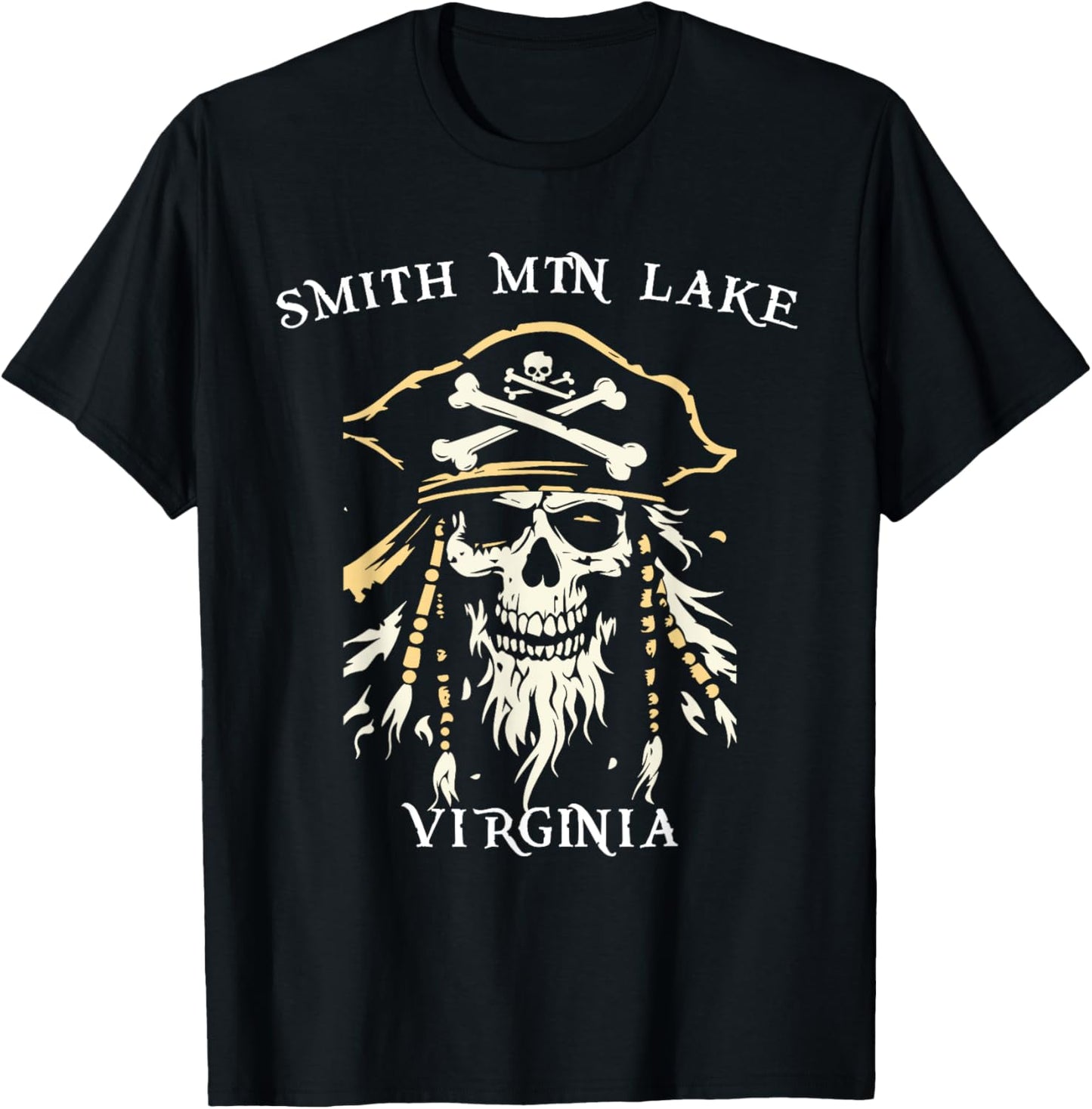 SML Smith Mountain Lake Retro Pirate T-Shirt - T-Shirt | Black