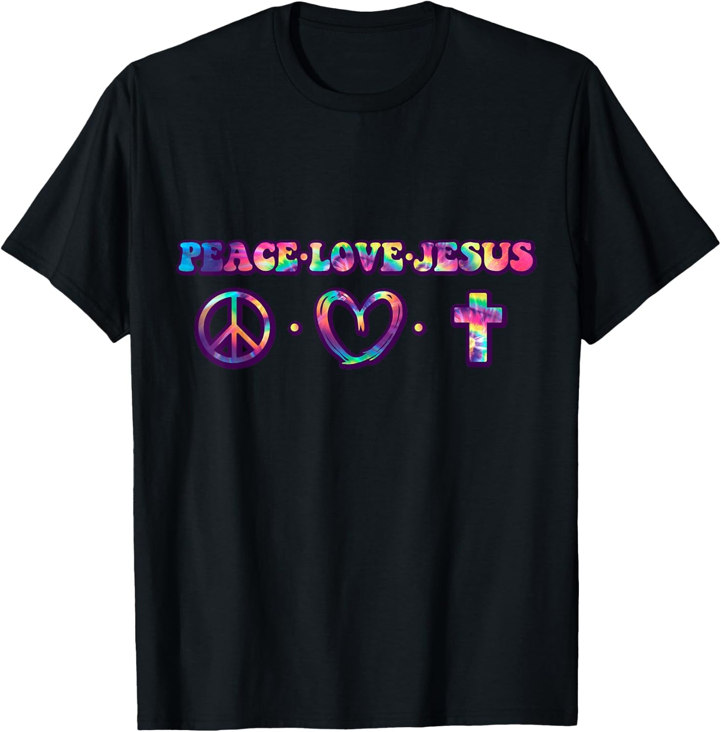 Peace symbol Love and Jesus believe T-Shirt - T-Shirt | Black