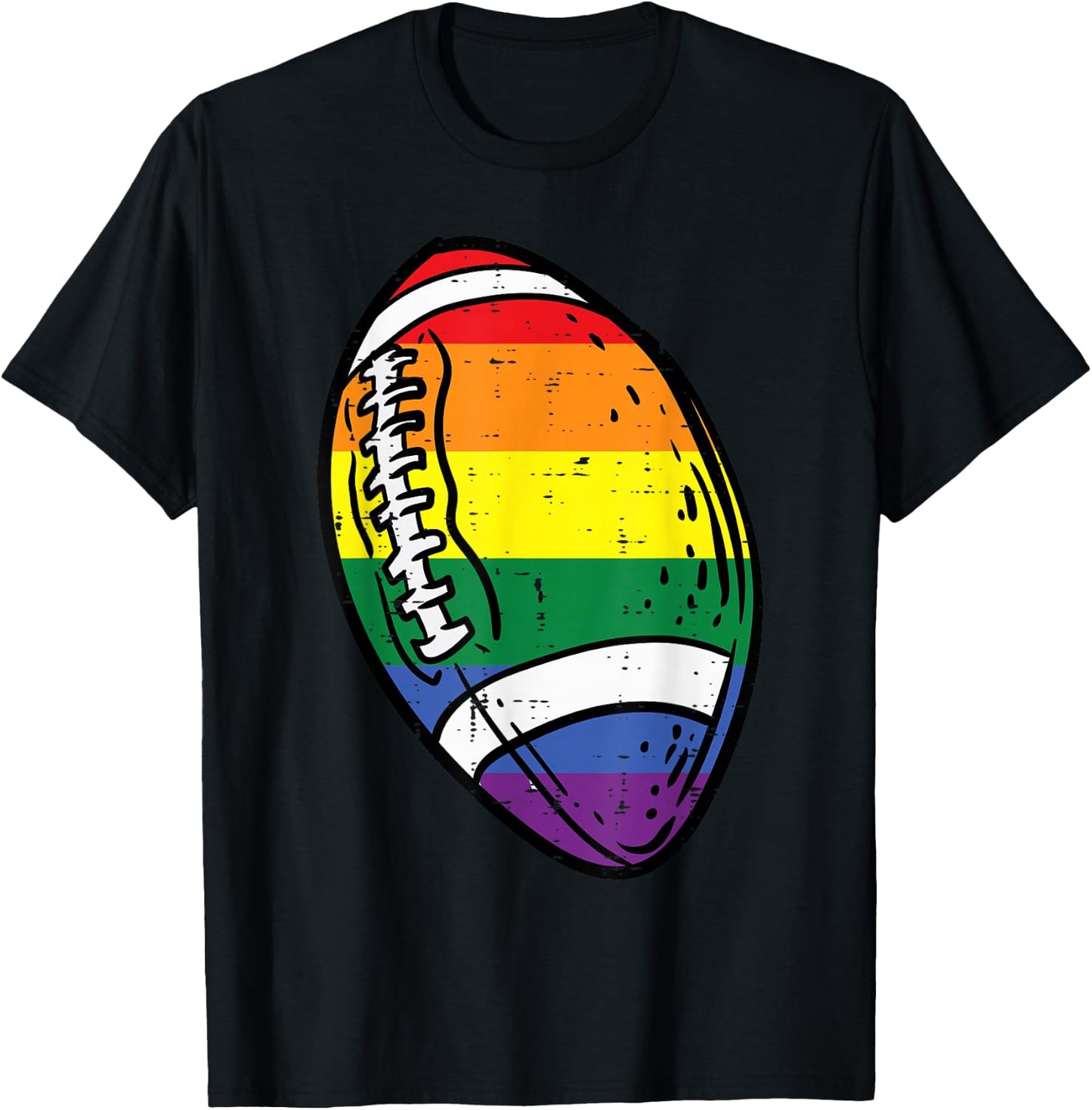 Gay Pride American Football Rainbow Flag Lgbtq Men Boys Kids T-Shirt - T-Shirt | Black