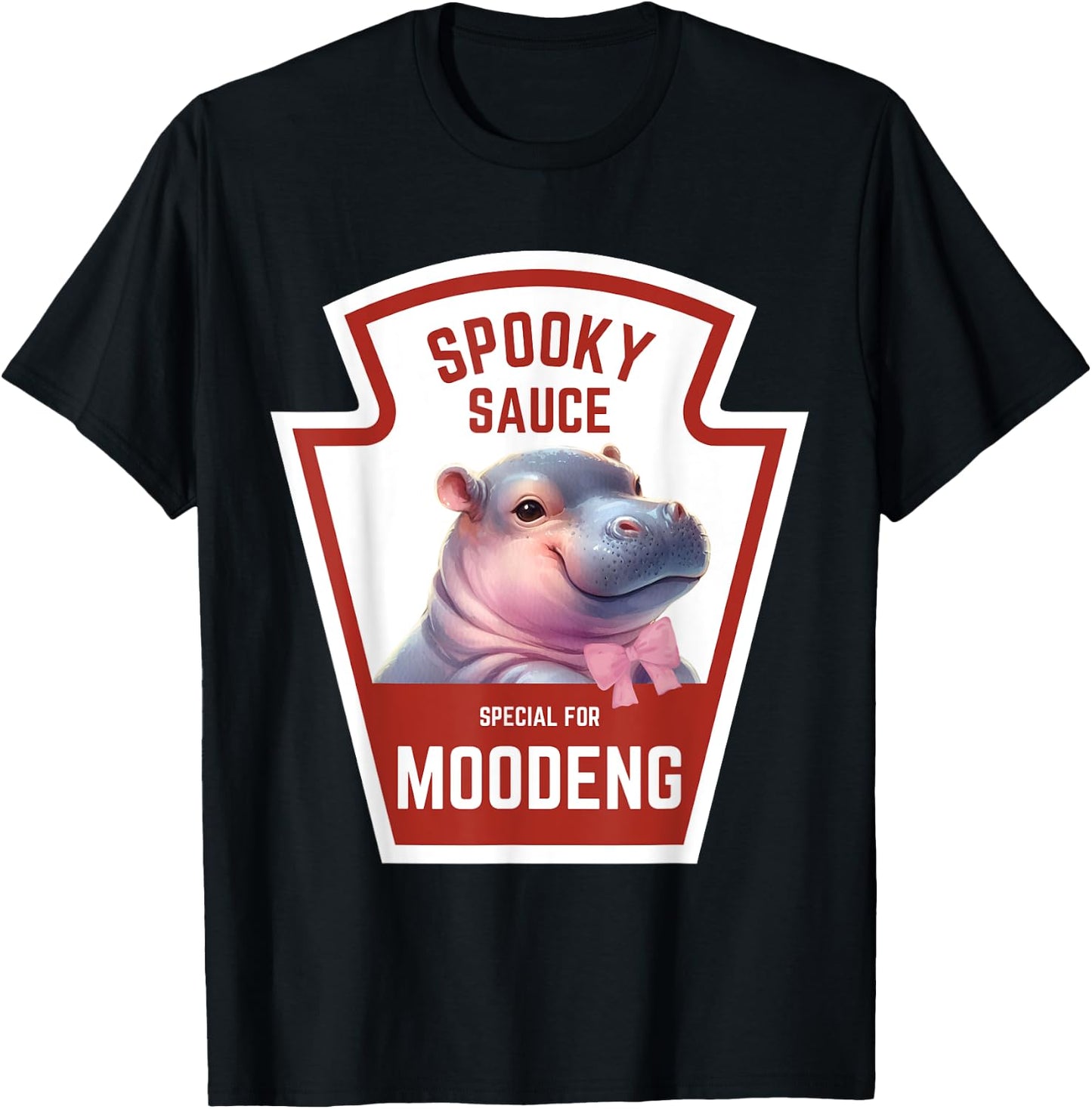 Moodeng Baby Hippo Spooky Sauce Halloween Funny T-Shirt - T-Shirt | Black