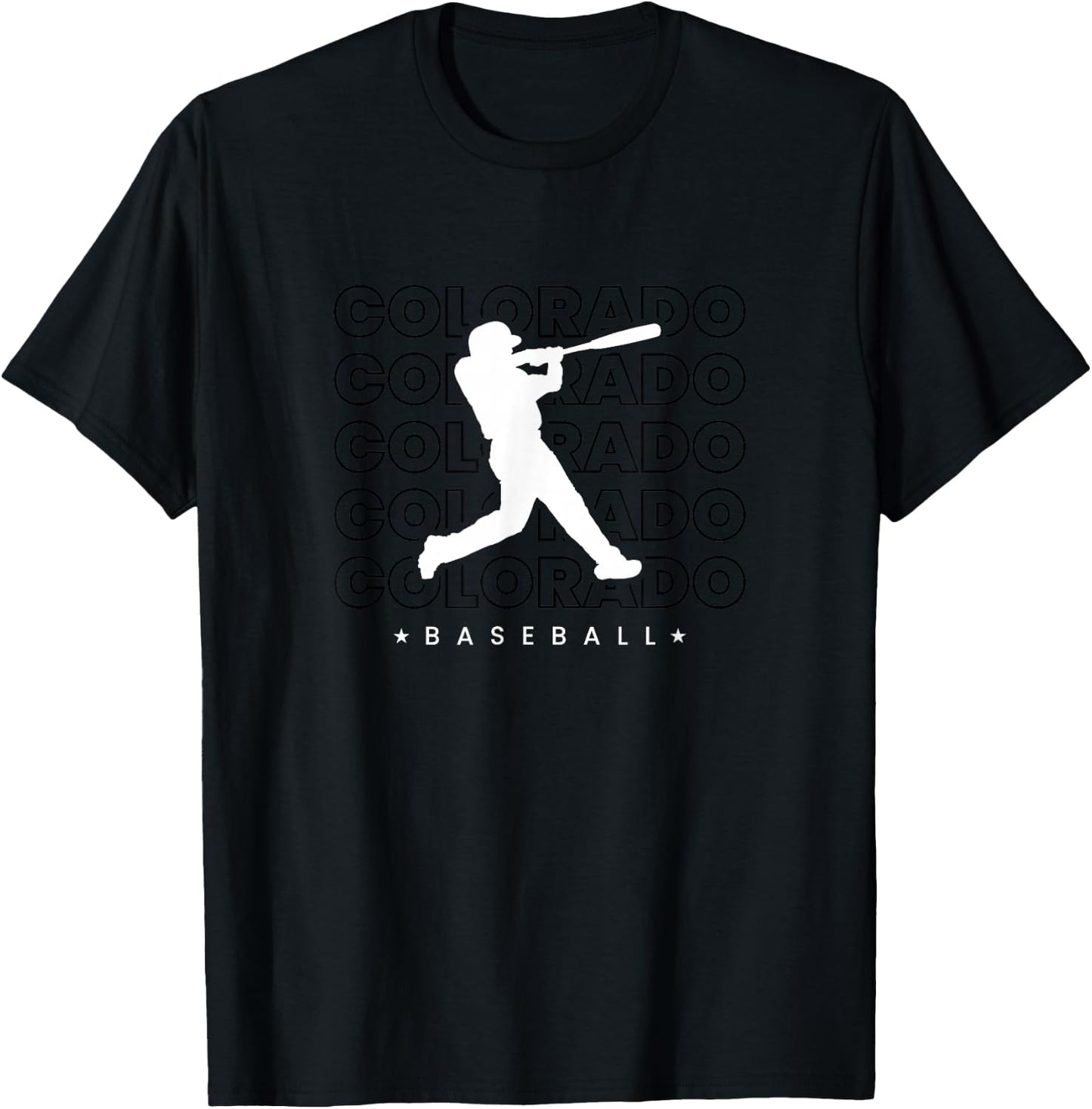 Colorado Baseball Minimalist Retro Player Baseball Lover T-Shirt - T-Shirt | Black