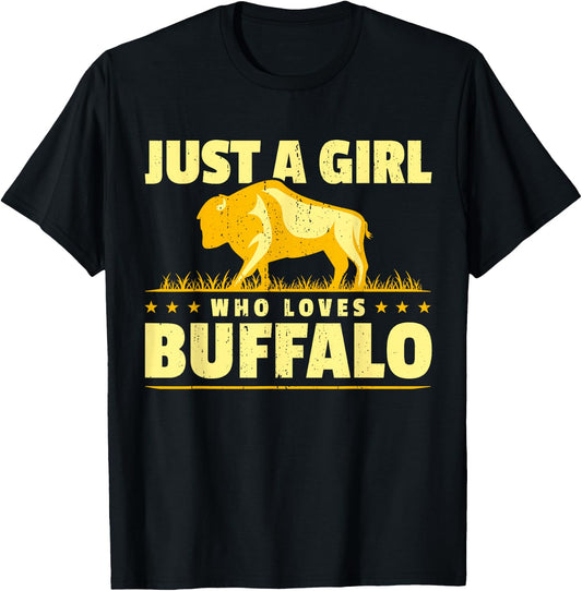 Girl Who Loves Buffalo I Women Buffalo I Daughter Buffalo T-Shirt - T-Shirt | Black
