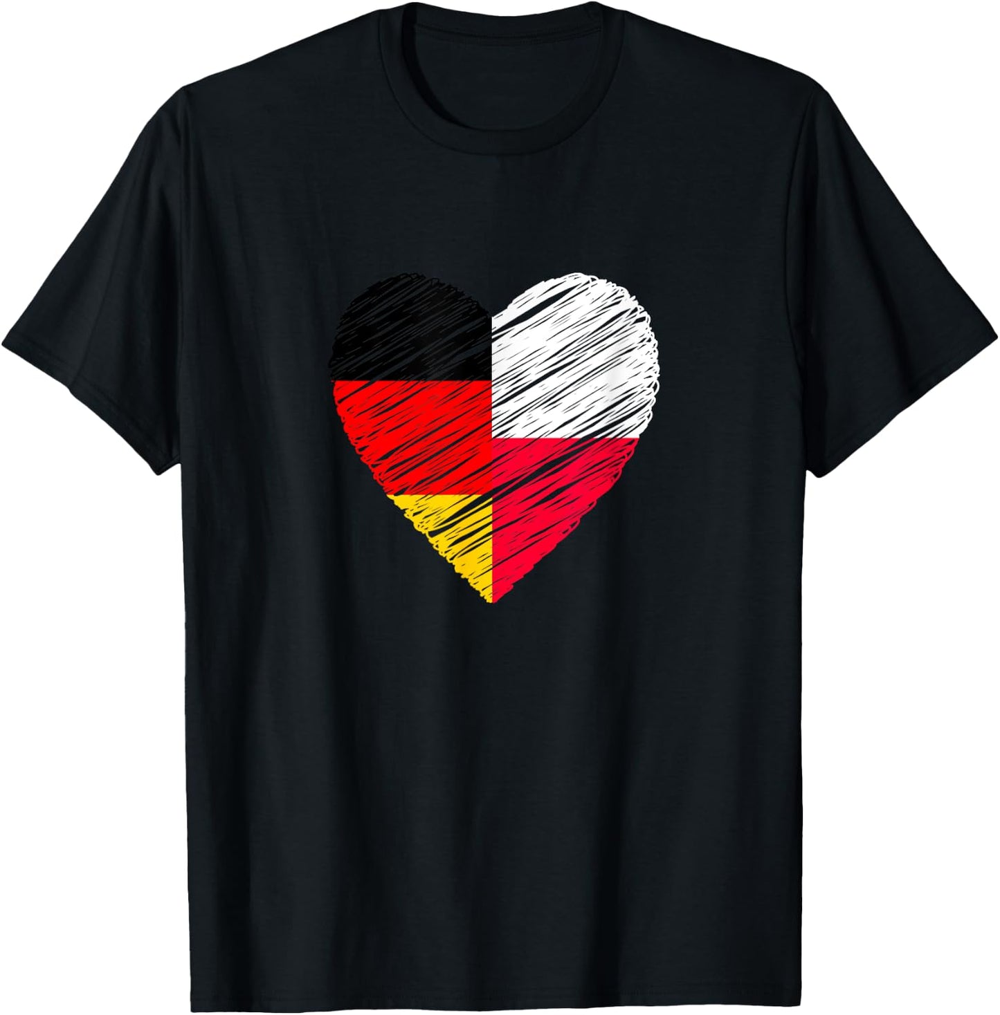 Polen Deutschland Herz Deutschland Flagge Polnische Flagge Liebe Herz T-Shirt - T-Shirt | Black