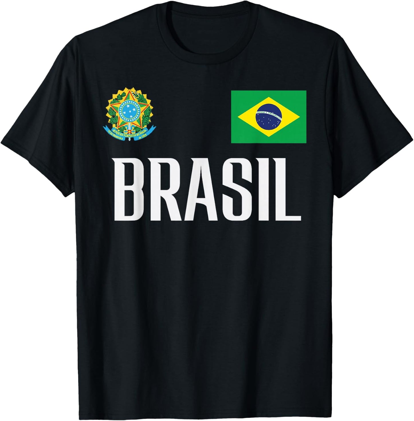 Brasil Flag Brazil Football Soccer Fan Men Women Kids T-Shirt - T-Shirt | Black