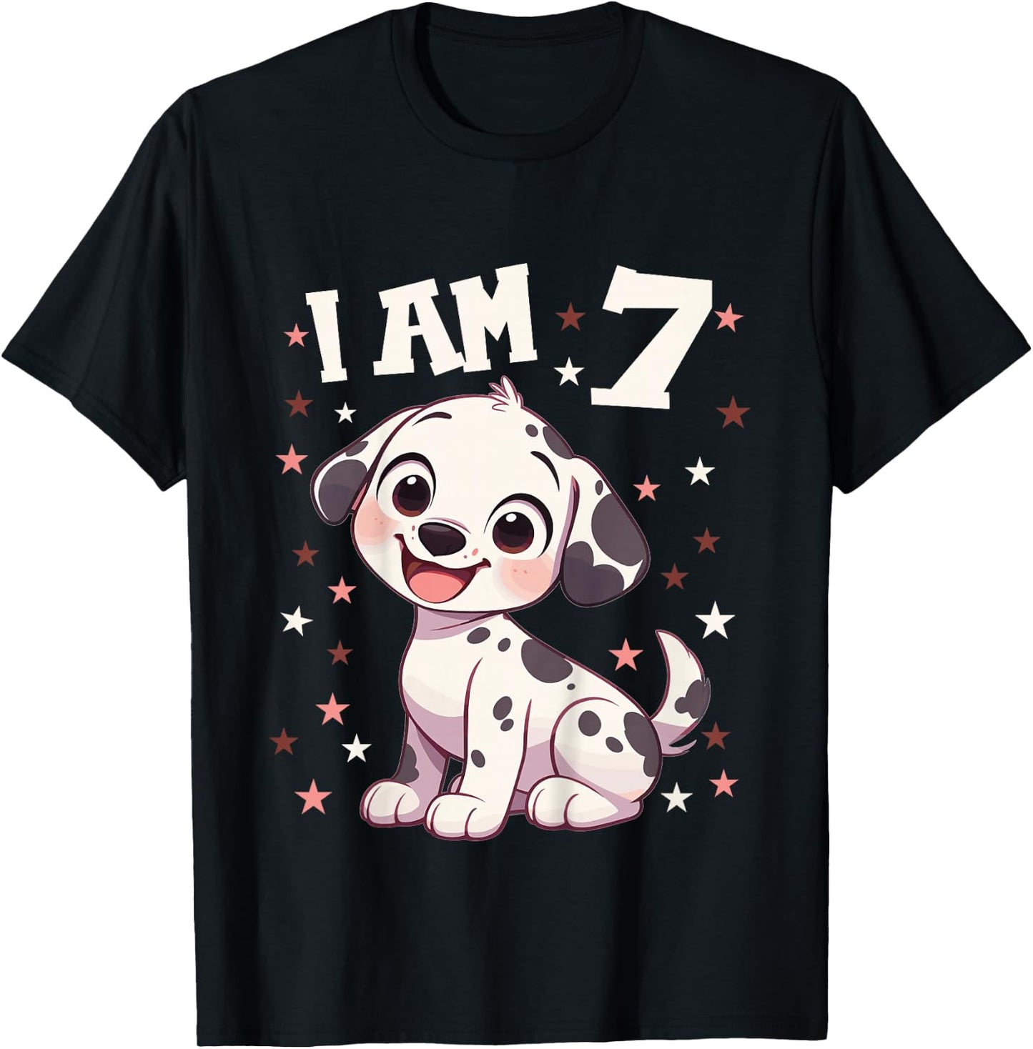 Kids 7 Years old 7th birthday Dalmatian Dogs Dalmatian Dog T-Shirt - T-Shirt | Black