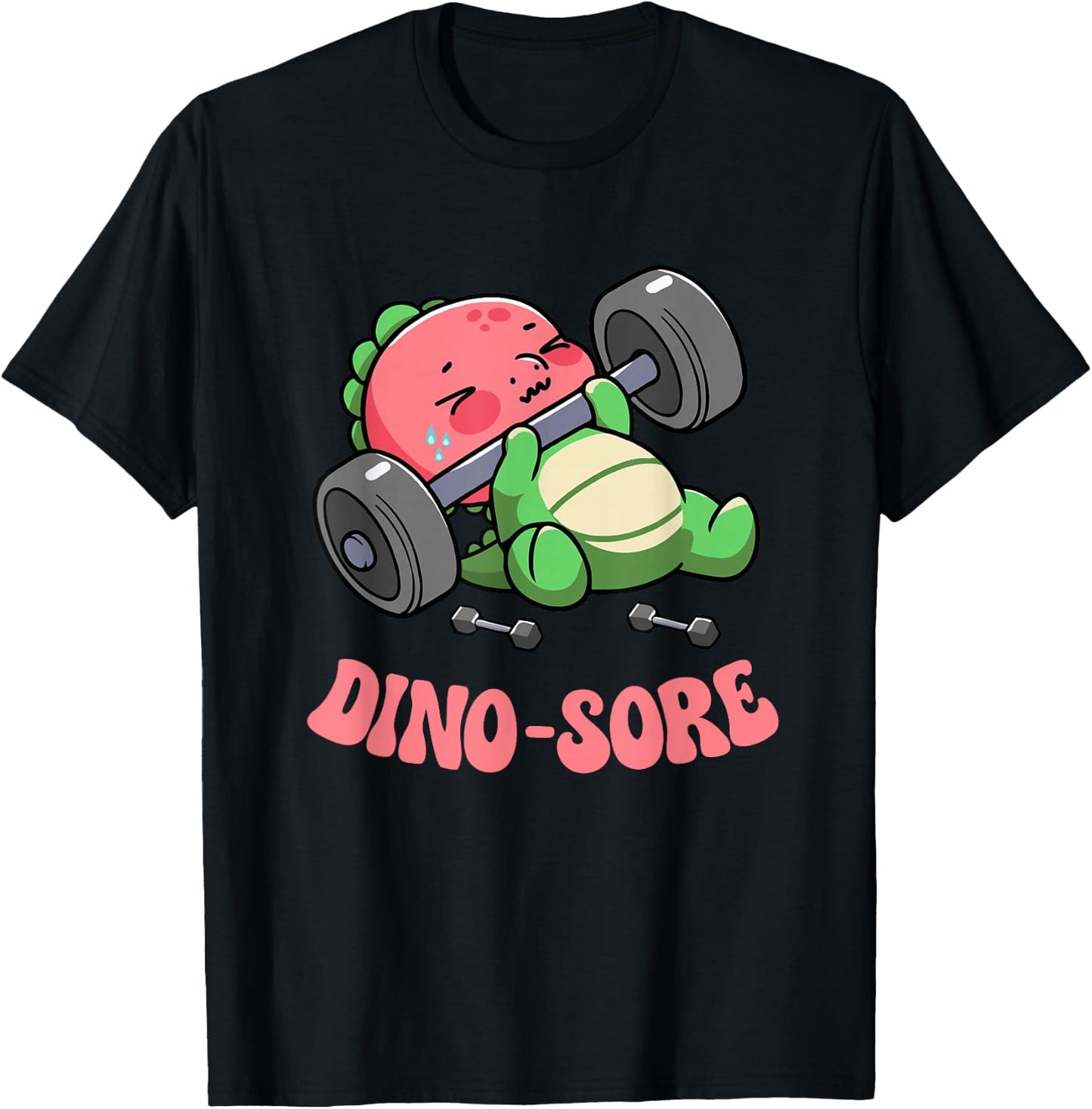 Dino Sore Gym Fitness Lifting Weights Workout Gym Dinosaur T-Shirt - T-Shirt | Black