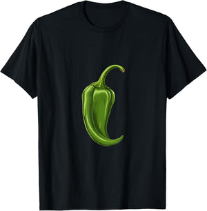 Green Chili Hot Chili Spicy Food Pepper T-Shirt - T-Shirt | Black