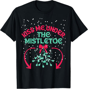 Funny Christmas Mistletoe Below The Belt Sexy Adult Humor T-Shirt - T-Shirt | Black