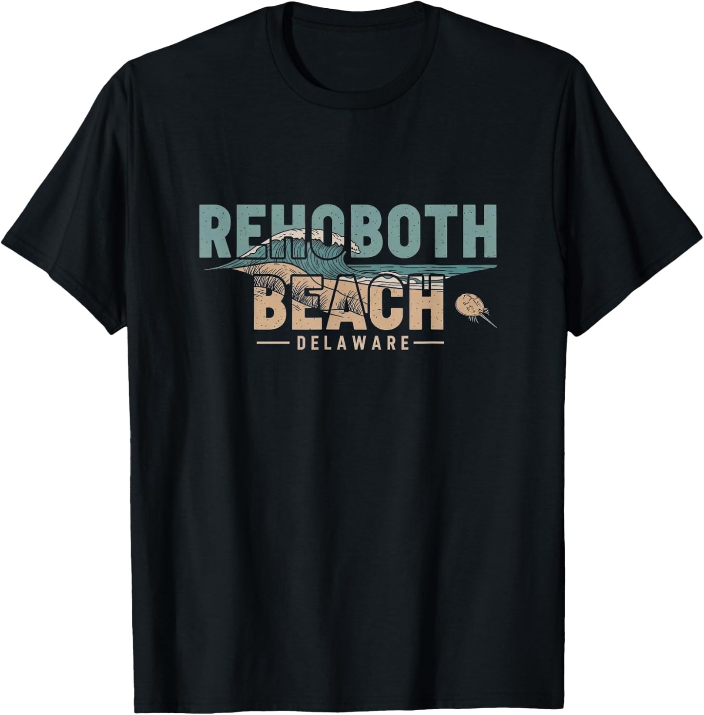 Retro Rehoboth Beach Delaware Design T-Shirt - T-Shirt | Black