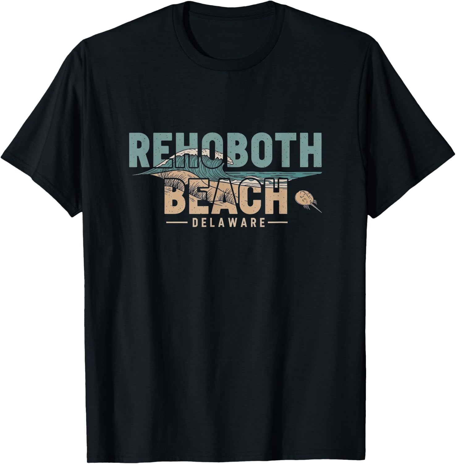 Retro Rehoboth Beach Delaware Design T-Shirt - T-Shirt | Black