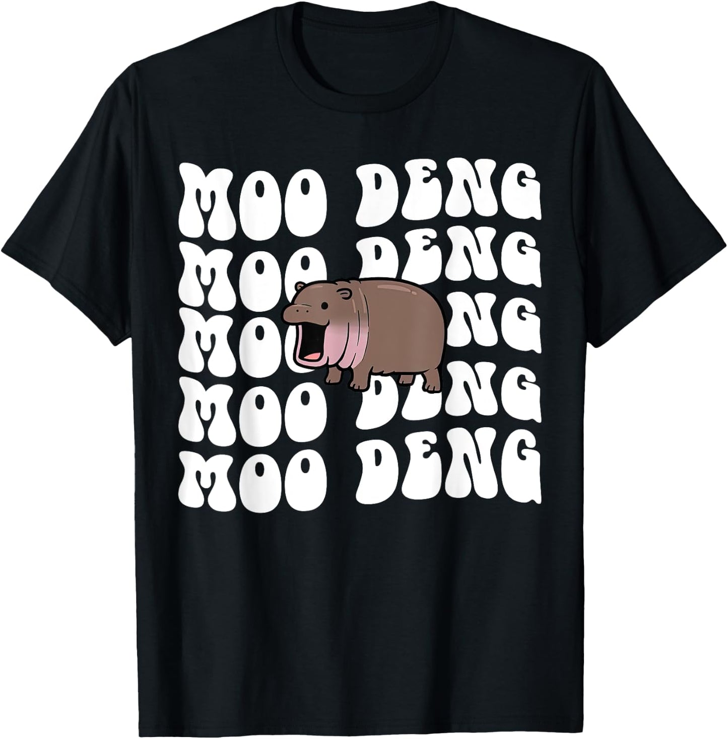 Funny Moo Deng The Cute Baby Hippo Thai Costume Women Kids T-Shirt - T-Shirt | Black