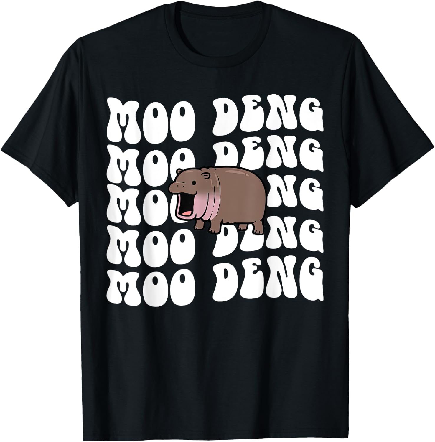 Funny Moo Deng The Cute Baby Hippo Thai Costume Women Kids T-Shirt - T-Shirt | Black