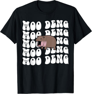 Funny Moo Deng The Cute Baby Hippo Thai Costume Women Kids T-Shirt - T-Shirt | Black