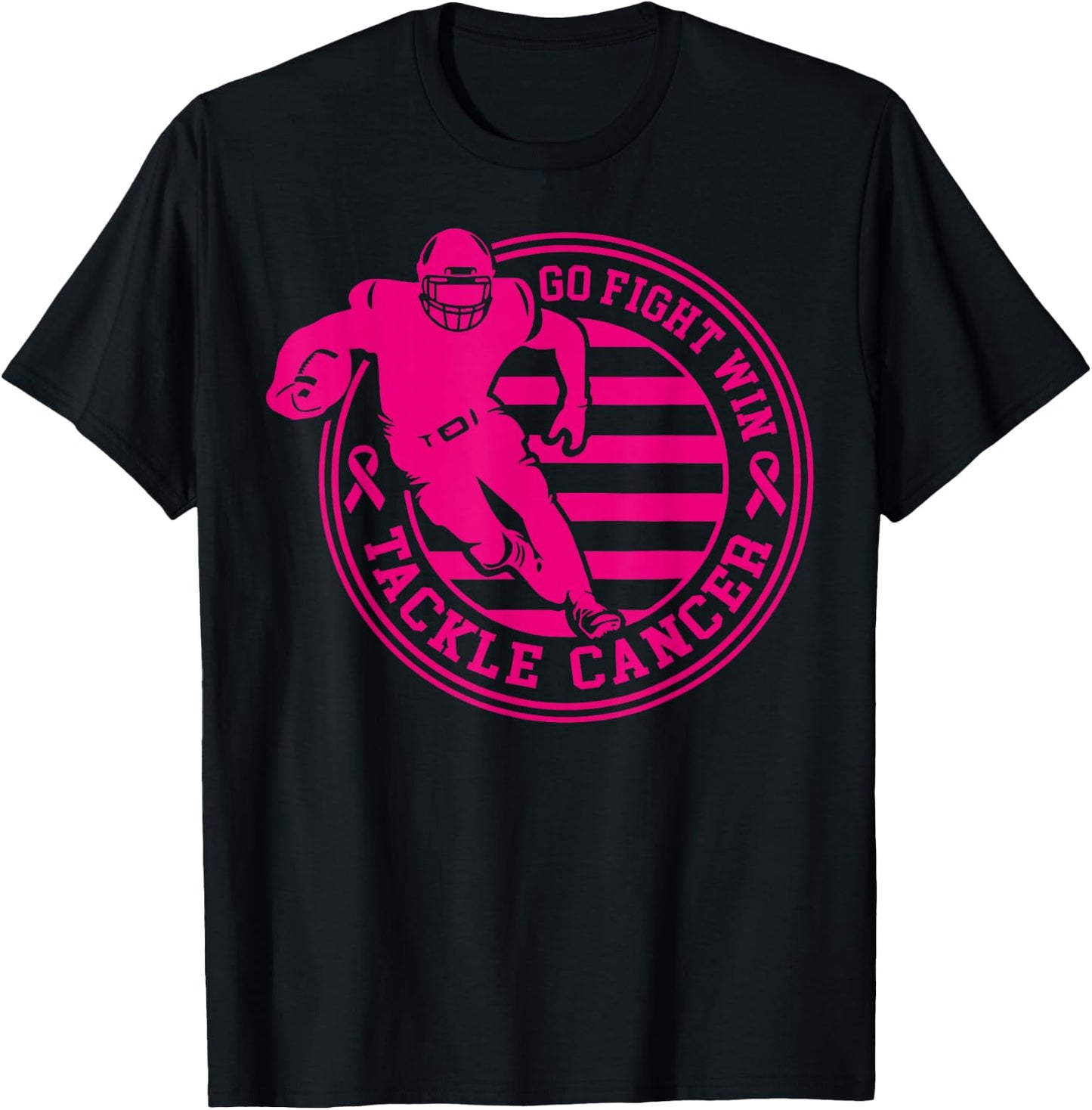 Tackle Breast Cancer Awareness Football Pink Ribbon Boys Kid T-Shirt - T-Shirt | Black