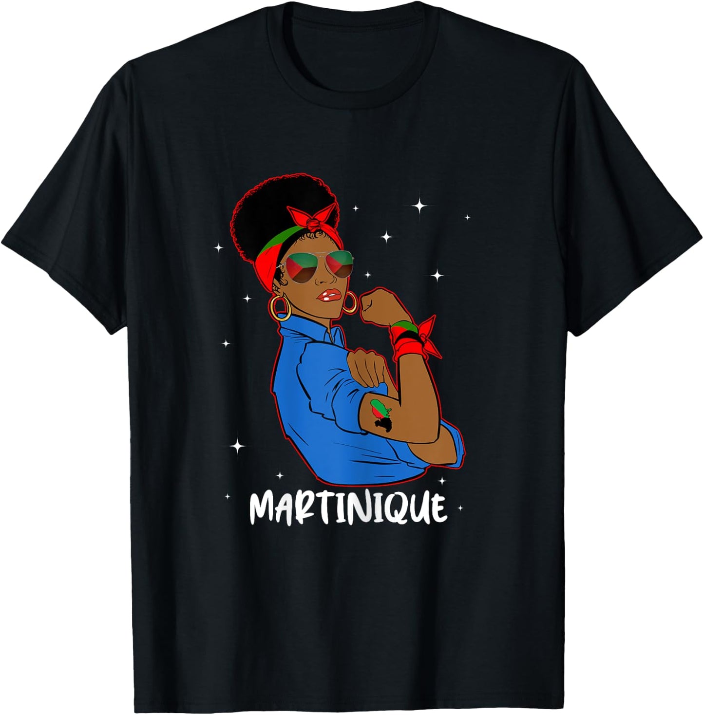 Fière Martiniquaise Héritage Stellaire Drapeau Martinique T-Shirt - T-Shirt | Black