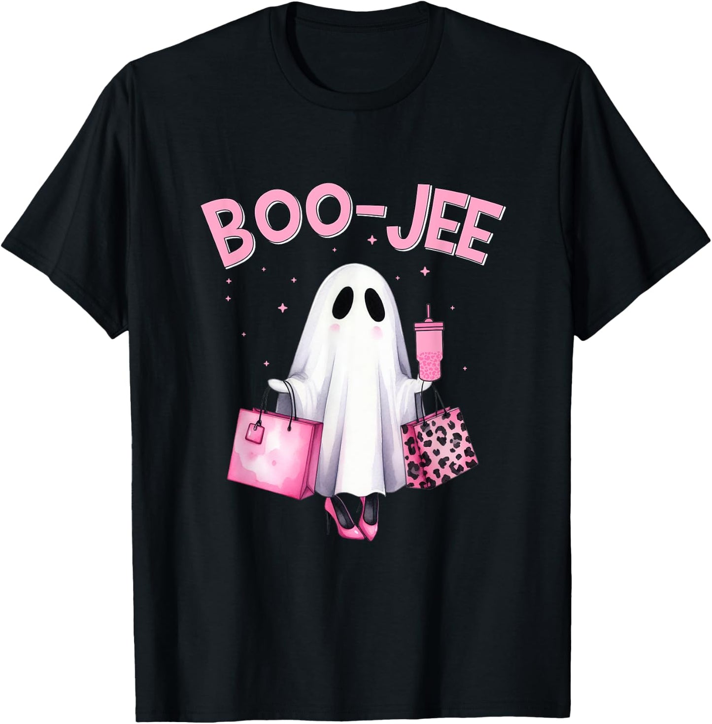 Boujee Boo Jee Spooky Ghost Funny Halloween Women Girls T-Shirt - T-Shirt | Black