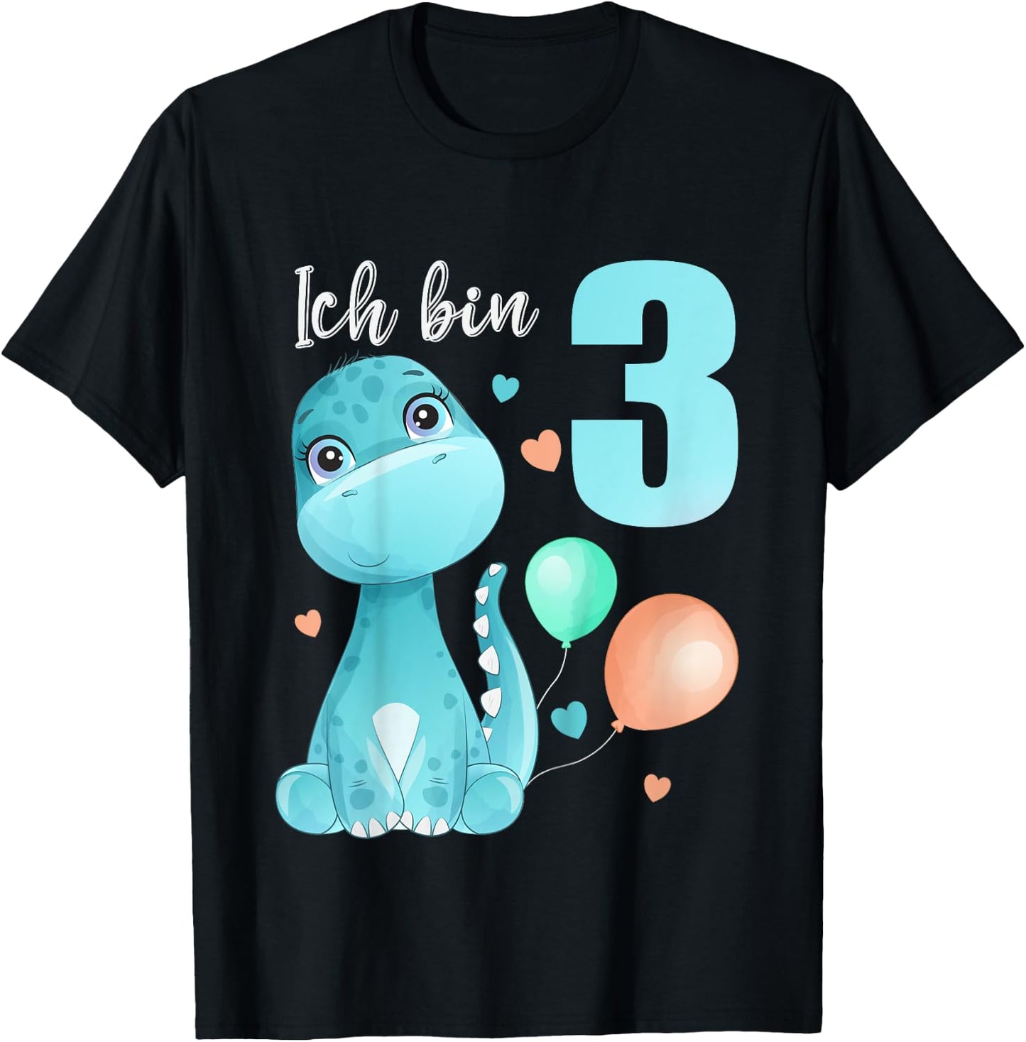 Kids 3 Years Old I'm 3 Dino Dinosaur T-Rex 3rd Birthday , black T-Shirt - T-Shirt | Black