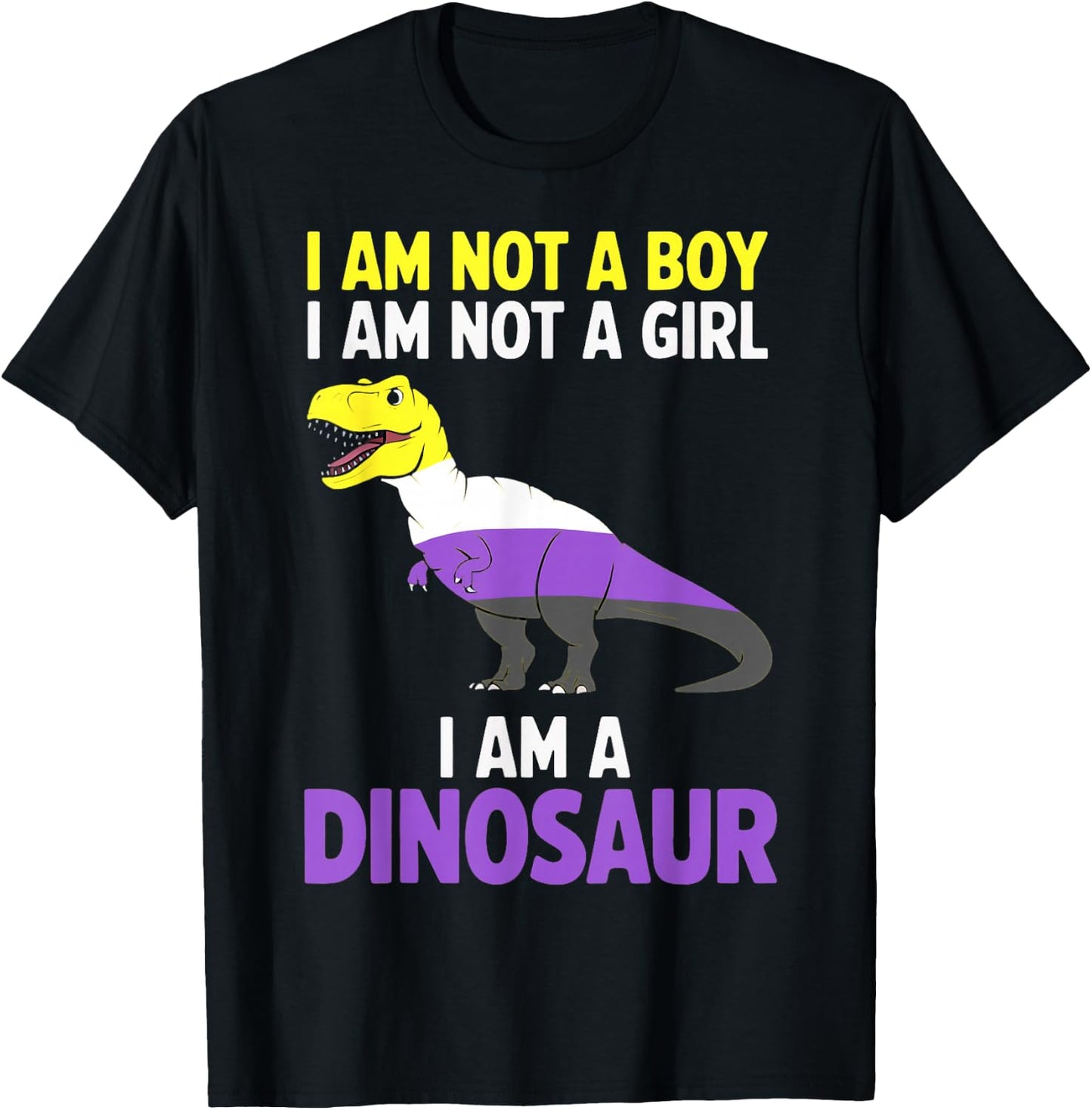 Not A Boy Not A Girl Dinosaur Trex Lgbtq Pride Non Binary T-Shirt - T-Shirt | Black