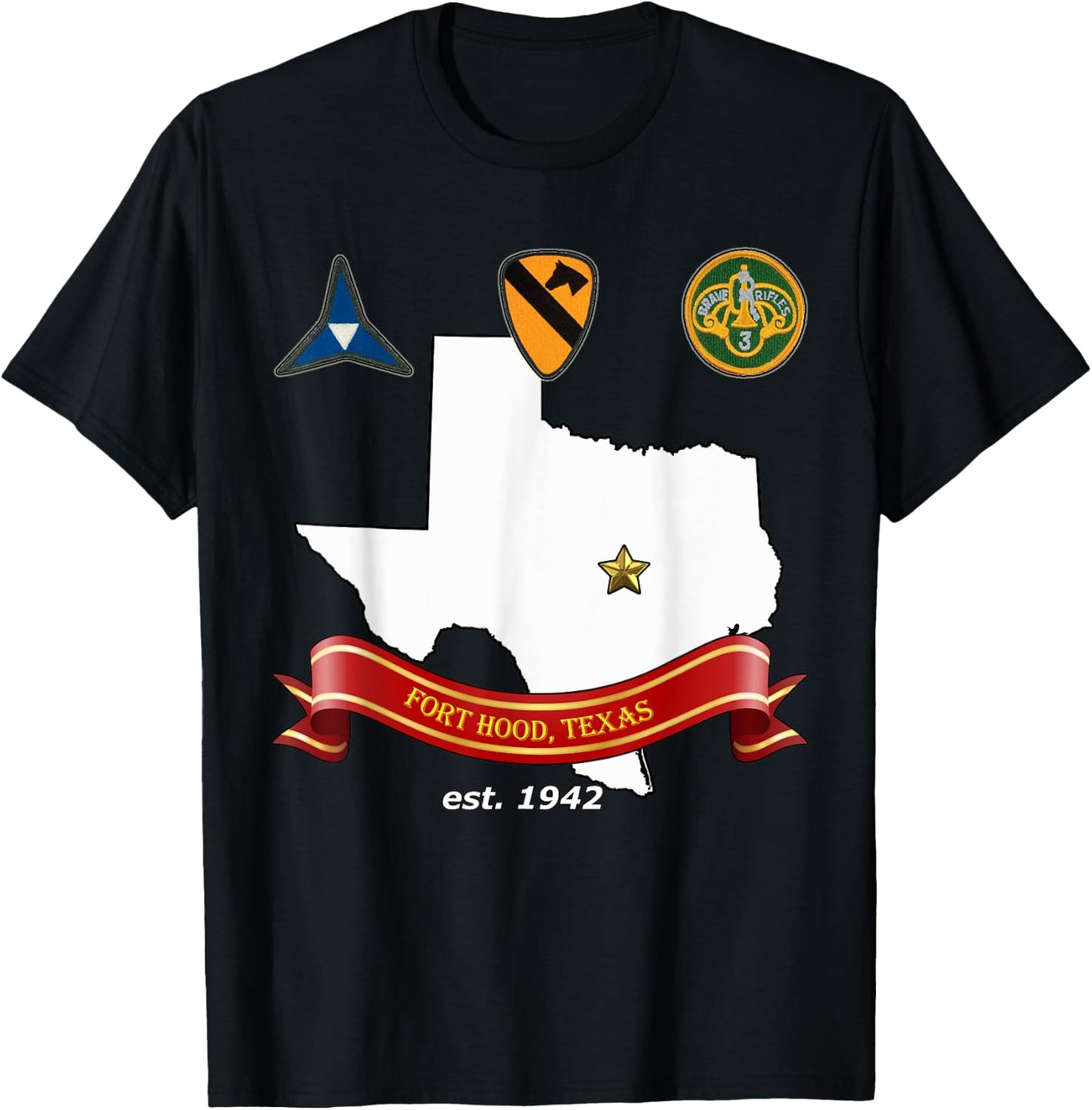 Fort Hood Military Base - Army Post at Killeen, TX design T-Shirt - T-Shirt | Black