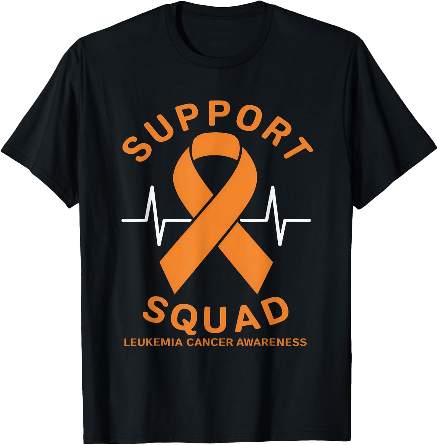 Orange Ribbon Support Squad Leukemia Cancer Awareness T-Shirt - T-Shirt | Black