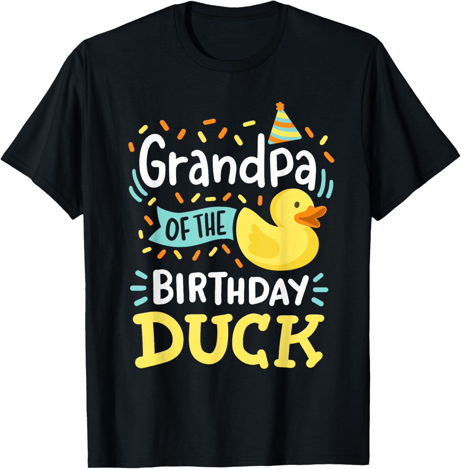 Grandpa Of The Birthday Duck Boy Rubber Duck Bday Family T-Shirt - T-Shirt | Black