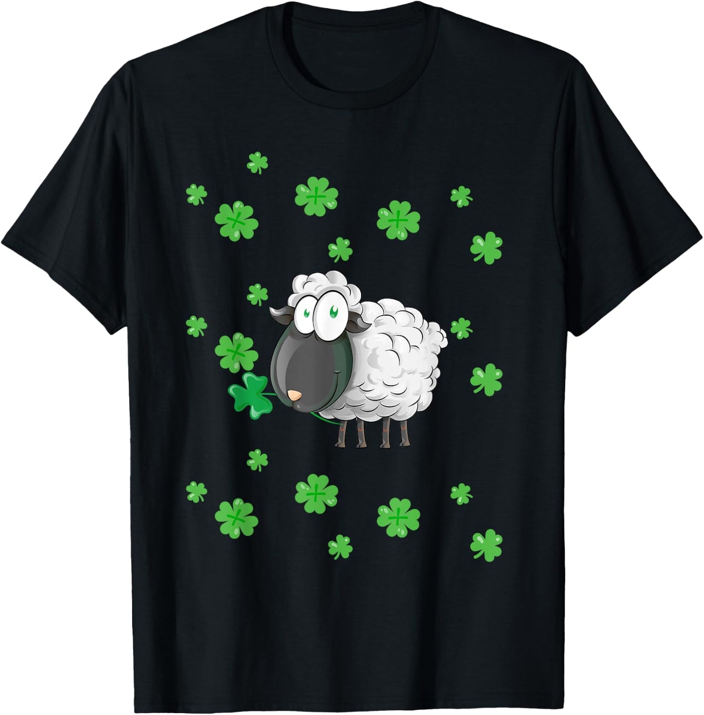 Irish Sheep and Shamrocks Leprechaun Sheep St Patrick's Day T-Shirt - T-Shirt | Black