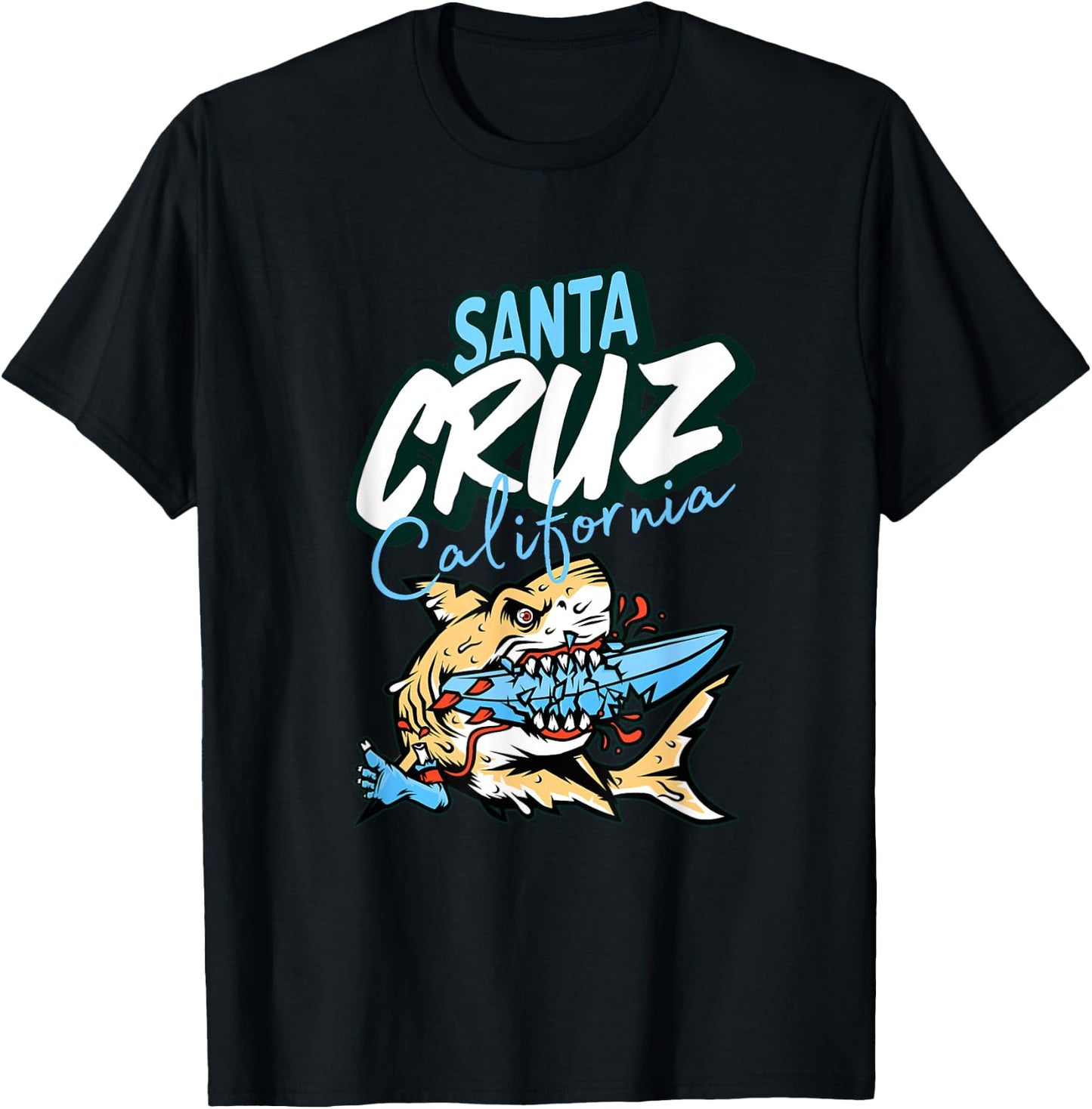 Vintage Santa Cruz California Great White Shark T-Shirt - T-Shirt | Black