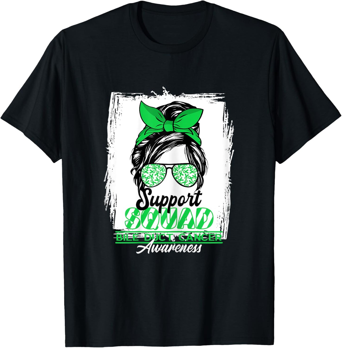 Messy Bun Support Awareness Squad I Bile Duct Cancer T-Shirt - T-Shirt | Black