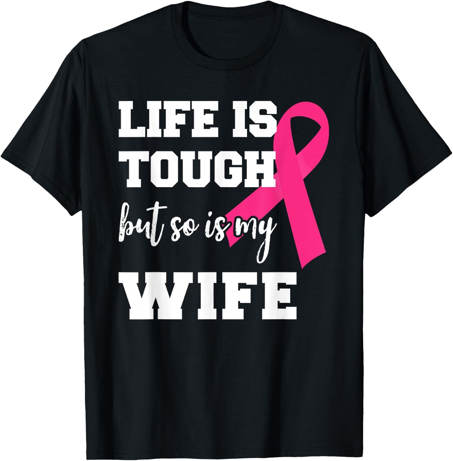 Breast Cancer For Husband Breast Cancer Month Support T-Shirt - T-Shirt | Black