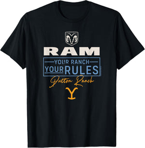 Yellowstone x Ram Truck Deine Ranch Deine Rugeln , black T-Shirt - T-Shirt | Black