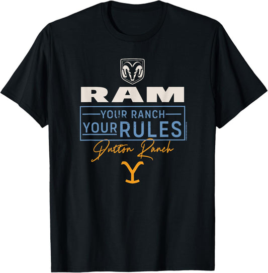 Yellowstone x Ram Truck Deine Ranch Deine Rugeln , black T-Shirt - T-Shirt | Black