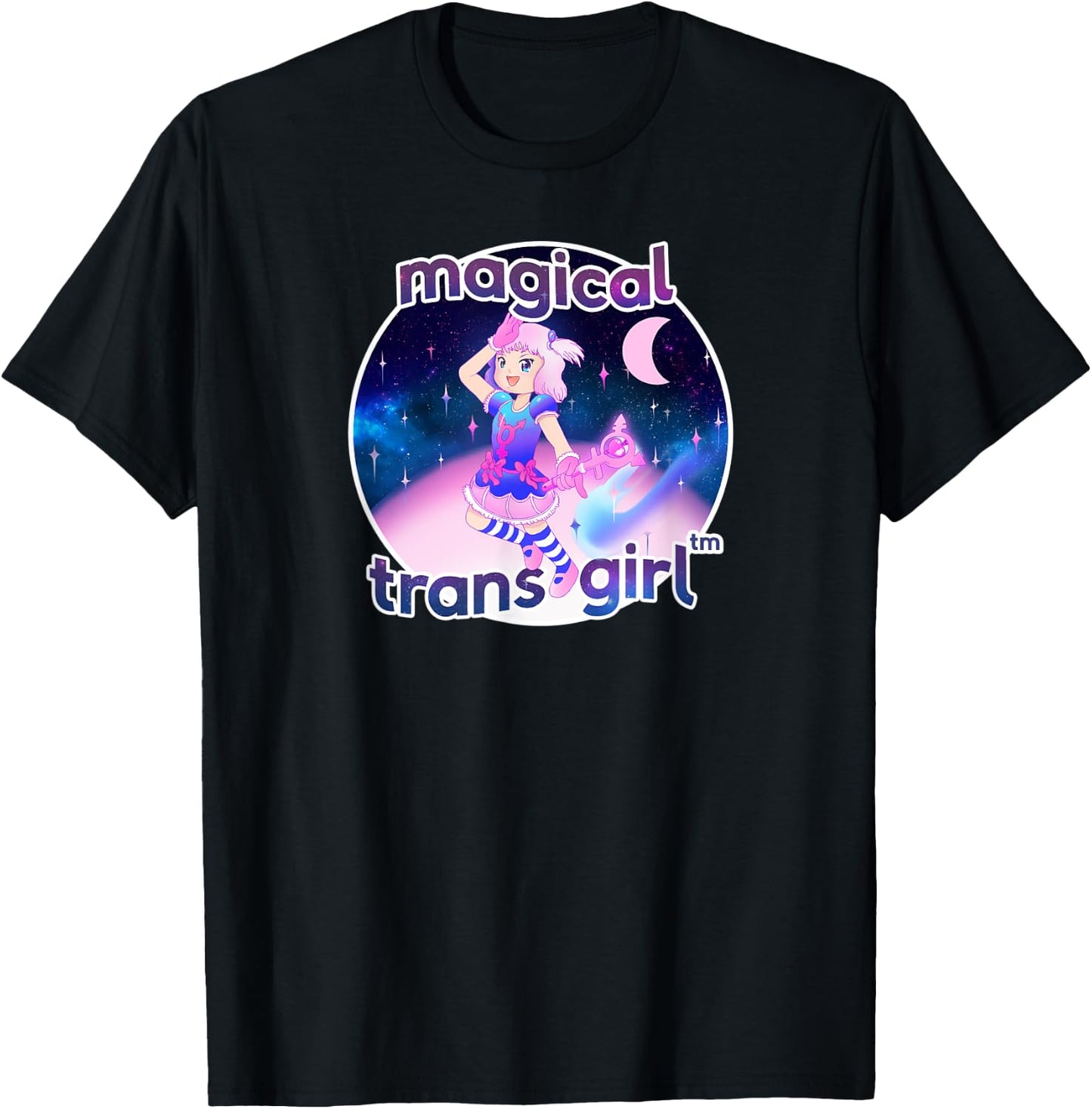 Magical Trans Girl Kawaii Trans Pride Premium , black T-Shirt - T-Shirt | Black