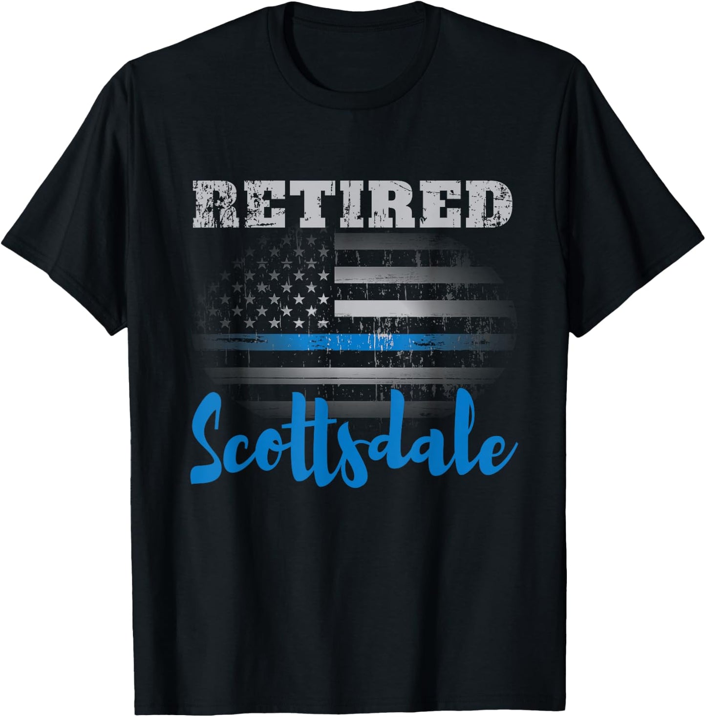 Retired Police Officer Scottsdale American Flag Design Women Men T-Shirt - T-Shirt | Black