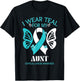 I Wear Teal And White For My Aunt Cervical Cancer butterfly T-Shirt - T-Shirt | Black