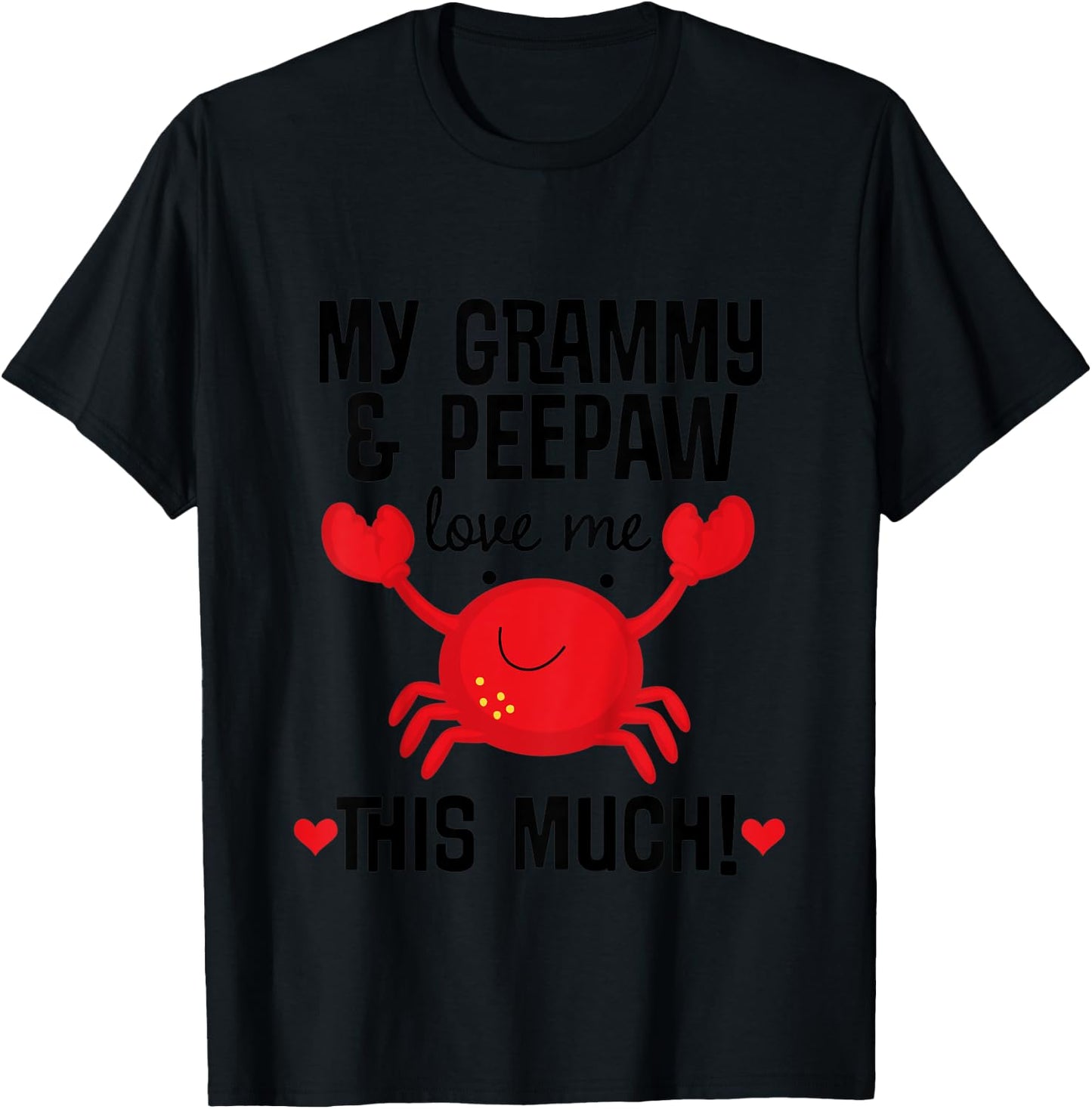 Kids Grammy and Peepaw Love Me Grandchild Crab T-Shirt - T-Shirt | Black